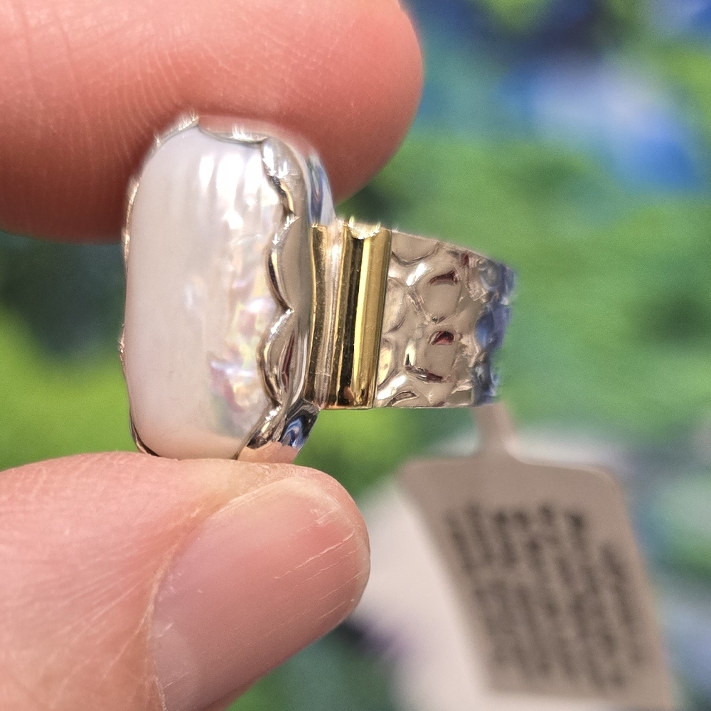 Pearl Boho Solid Sterling Silver 925 Gemstone Rin… - image 6